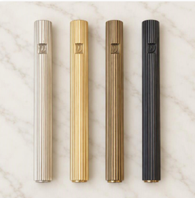 FLUTED BRASS DESIGNER MEZUZAH CASE